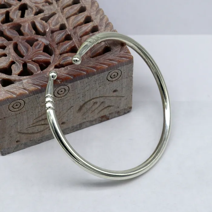 TRIBAL ORNAMENTS Rings 925 sterling silver solid plain shiny design unisex adjustable bangle kada best gifting adjustable kada excellent brides jewelry nssk372