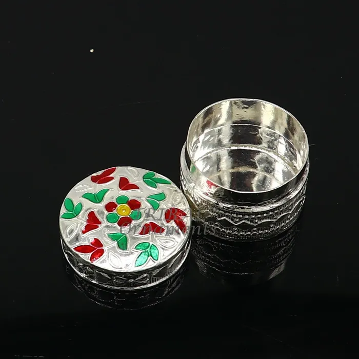 TRIBAL ORNAMENTS Rings 925 sterling silver trinket box kajal boxcasket box round eye liner surma box collection container box eyeliner box gifting art stb726