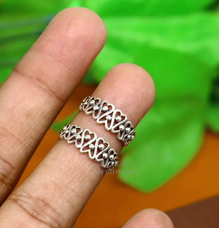 TRIBAL ORNAMENTS Rings 925 sterling silver uniquely handcrafted flower style oxidized toe rings best brides wedding jewelry tribal jewelry ytr17 TRIBAL ORNAMENTS Rings 925 sterling silver uniquely handcrafted flower style oxidized toe rings best brides wedding jewelry tribal jewelry ytr17