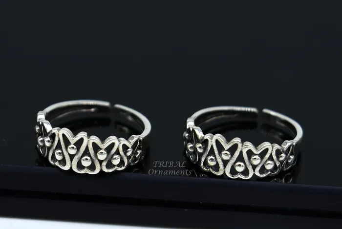 TRIBAL ORNAMENTS Rings 925 sterling silver uniquely handcrafted flower style oxidized toe rings best brides wedding jewelry tribal jewelry ytr17 TRIBAL ORNAMENTS Rings 925 sterling silver uniquely handcrafted flower style oxidized toe rings best brides wedding jewelry tribal jewelry ytr17