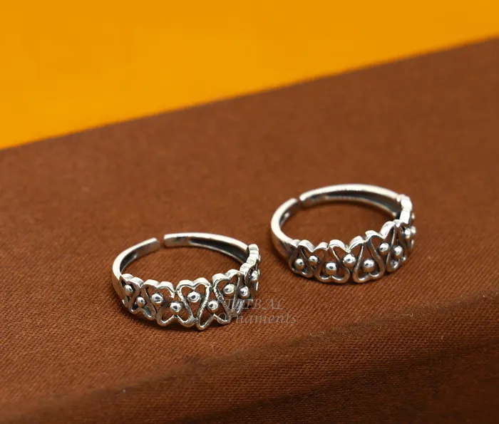TRIBAL ORNAMENTS Rings 925 sterling silver uniquely handcrafted flower style oxidized toe rings best brides wedding jewelry tribal jewelry ytr17 TRIBAL ORNAMENTS Rings 925 sterling silver uniquely handcrafted flower style oxidized toe rings best brides wedding jewelry tribal jewelry ytr17