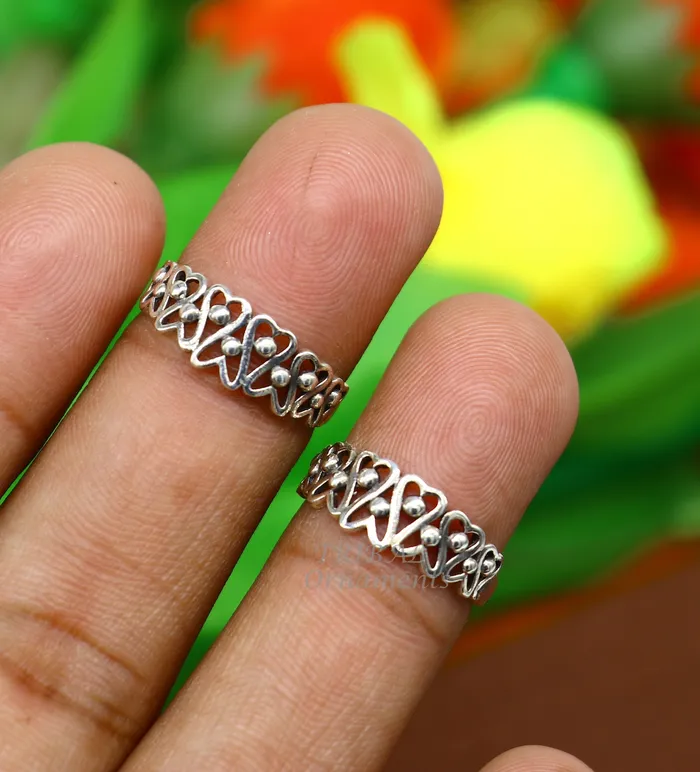TRIBAL ORNAMENTS Rings 925 sterling silver uniquely handcrafted flower style oxidized toe rings best brides wedding jewelry tribal jewelry ytr17 TRIBAL ORNAMENTS Rings 925 sterling silver uniquely handcrafted flower style oxidized toe rings best brides wedding jewelry tribal jewelry ytr17