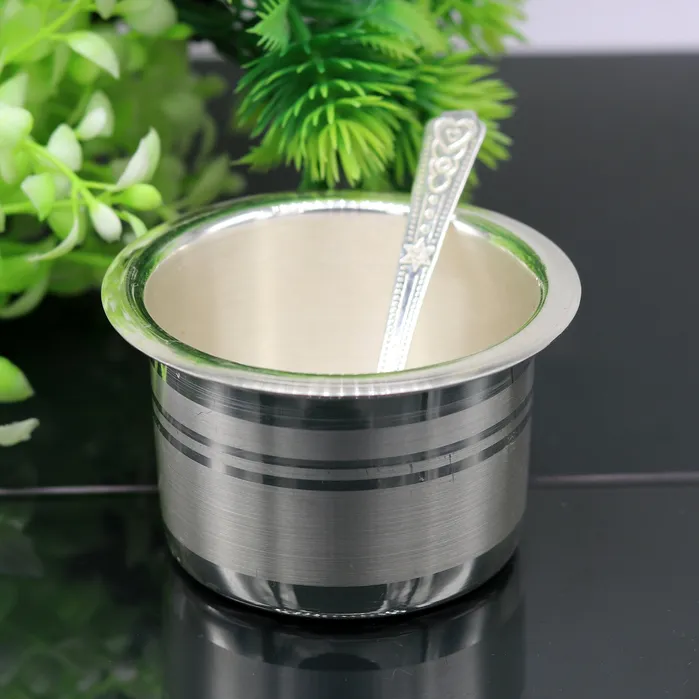 TRIBAL ORNAMENTS Rings 999 pure silver handmade solid bowl and spoon silver baby feeding set tumbler bowl stay healthy silver vessels silver utensils sv78