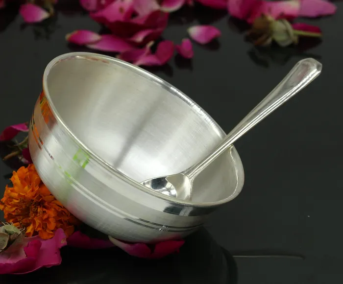 TRIBAL ORNAMENTS Rings 999 pure sterling silver handmade solid silver bowl kitchen utensils vessels silver has antibacterial properties keep stay healthy sv54