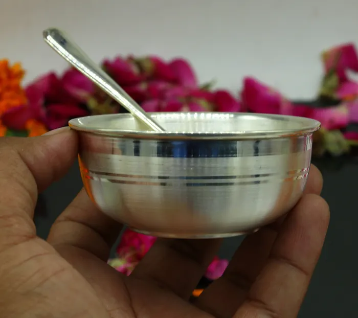 TRIBAL ORNAMENTS Rings 999 pure sterling silver handmade solid silver bowl kitchen utensils vessels silver has antibacterial properties keep stay healthy sv54