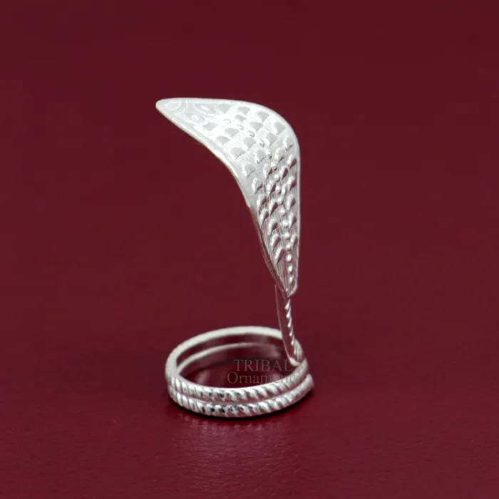 TRIBAL ORNAMENTS Rings Divine Shiva Snake 925 sterling silver handmade style mini snake or shiva snake for puja or worshipping solid Diwali puja article su722