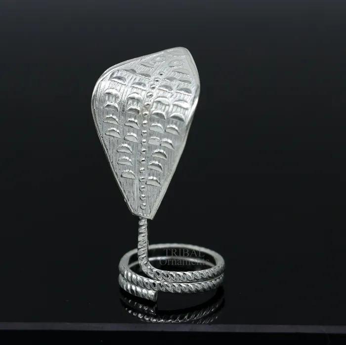 TRIBAL ORNAMENTS Rings Divine Shiva Snake 925 sterling silver handmade style mini snake or shiva snake for puja or worshipping solid Diwali puja article su722