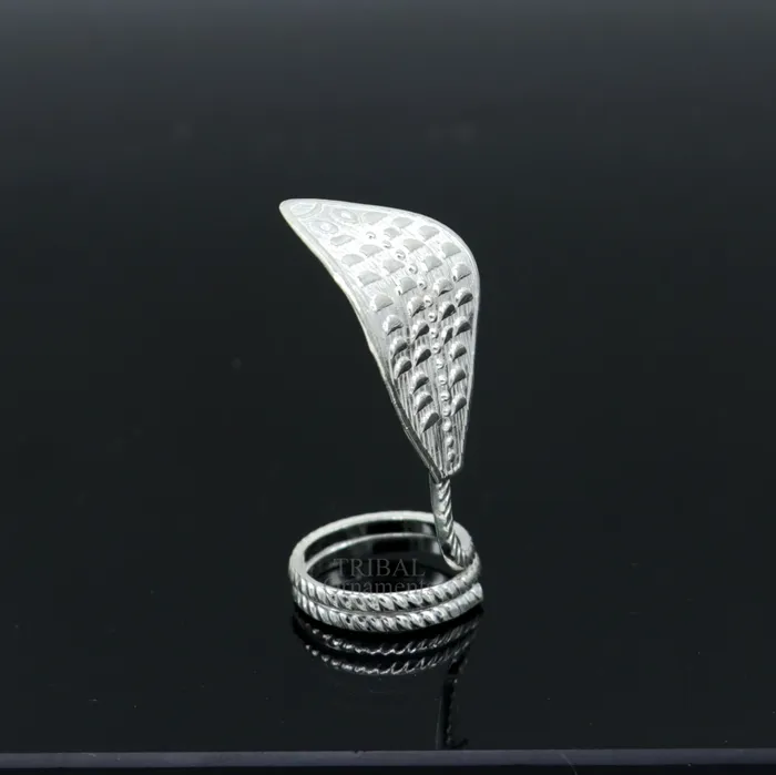 TRIBAL ORNAMENTS Rings Divine Shiva Snake 925 sterling silver handmade style mini snake or shiva snake for puja or worshipping solid Diwali puja article su722