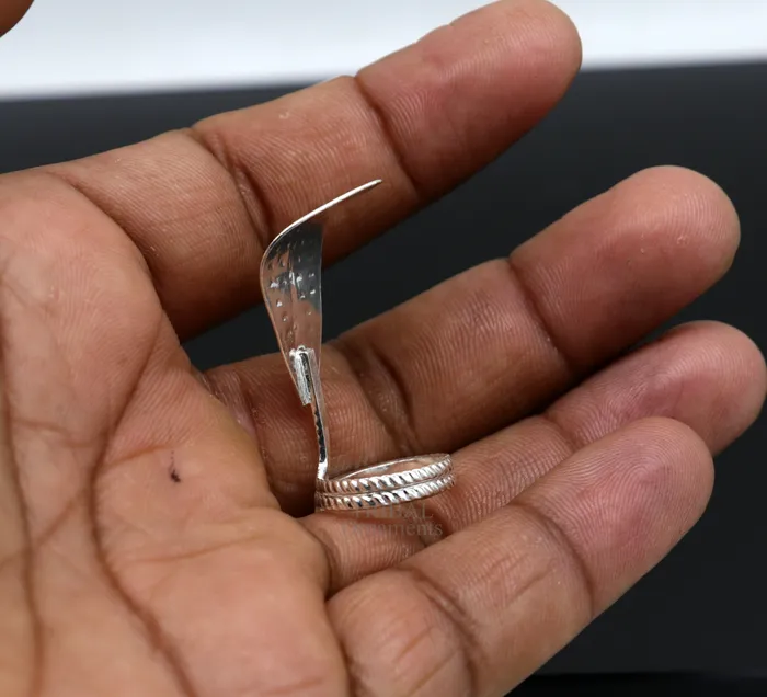 TRIBAL ORNAMENTS Rings Divine Shiva Snake 925 sterling silver handmade style mini snake or shiva snake for puja or worshipping solid Diwali puja article su722