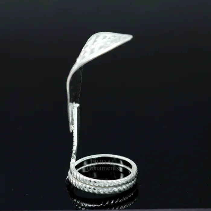 TRIBAL ORNAMENTS Rings Divine Shiva Snake 925 sterling silver handmade style mini snake or shiva snake for puja or worshipping solid Diwali puja article su722