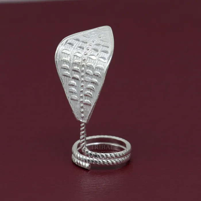 TRIBAL ORNAMENTS Rings Divine Shiva Snake 925 sterling silver handmade style mini snake or shiva snake for puja or worshipping solid Diwali puja article su722