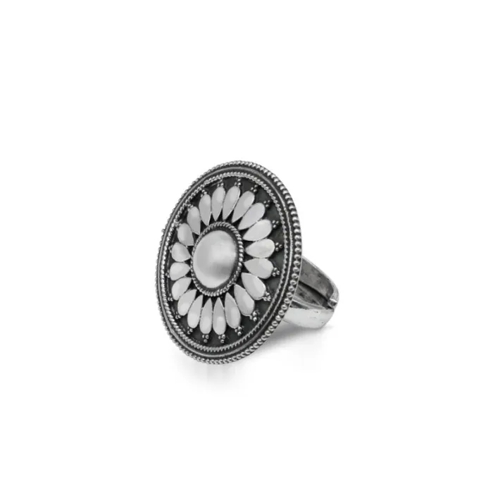 TRIBAL ORNAMENTS Rings floral design 925 sterling solid silver fabulous craftsmanship vintage design tribal adjustable ring band for women Rajasthan India ring495