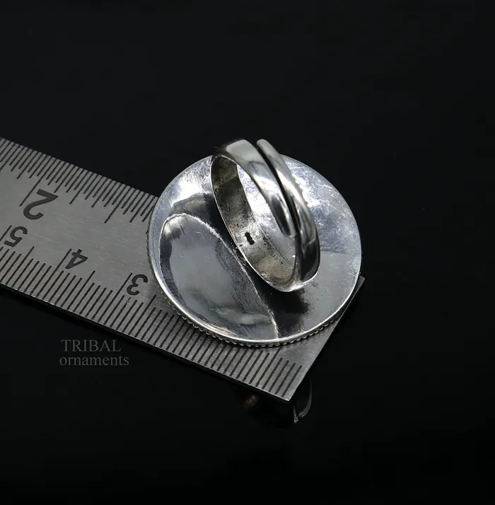 TRIBAL ORNAMENTS Rings floral design 925 sterling solid silver fabulous craftsmanship vintage design tribal adjustable ring band for women Rajasthan India ring495