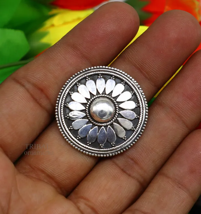TRIBAL ORNAMENTS Rings floral design 925 sterling solid silver fabulous craftsmanship vintage design tribal adjustable ring band for women Rajasthan India ring495