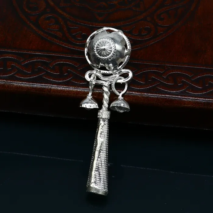 TRIBAL ORNAMENTS Solid sterling silver handmade design new born baby gifting bells toy baby krishna gifting toy silver whistle silver temple article su338 Necklaces