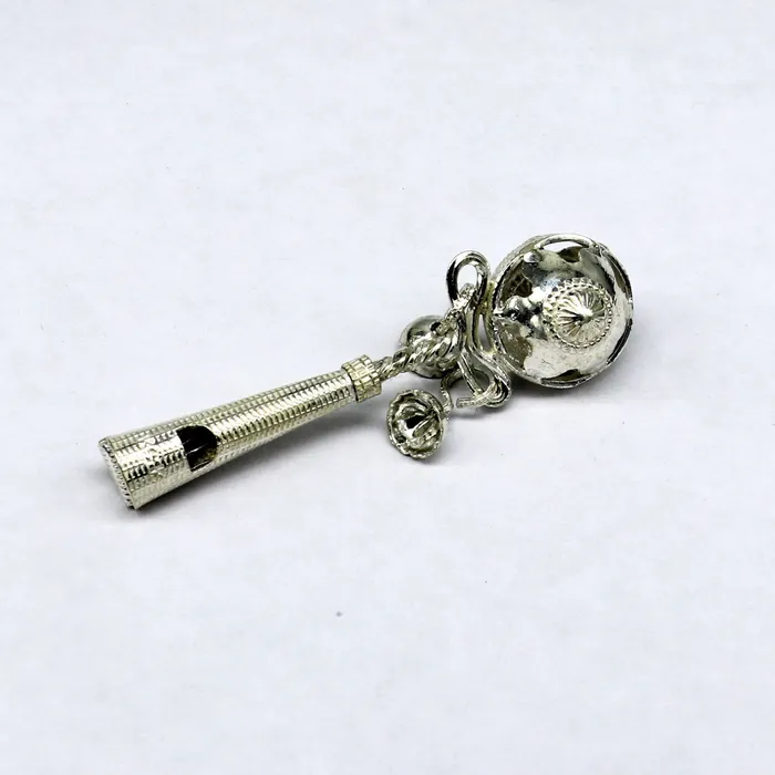 TRIBAL ORNAMENTS Solid sterling silver handmade design new born baby gifting bells toy baby krishna gifting toy silver whistle silver temple article su338 Necklaces