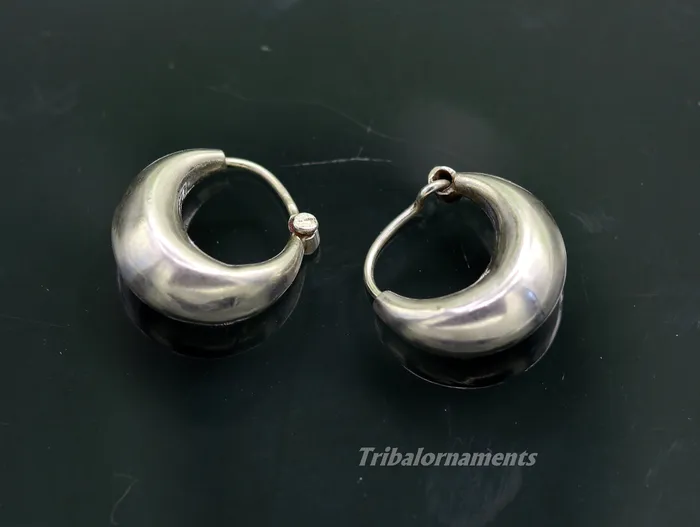 TRIBAL ORNAMENTS Traditional jewelry 925 sterling silver handmade vintage ethnic style hoops earrings kundalethnic pretty tribal belly dance jewelry s850 Earrings