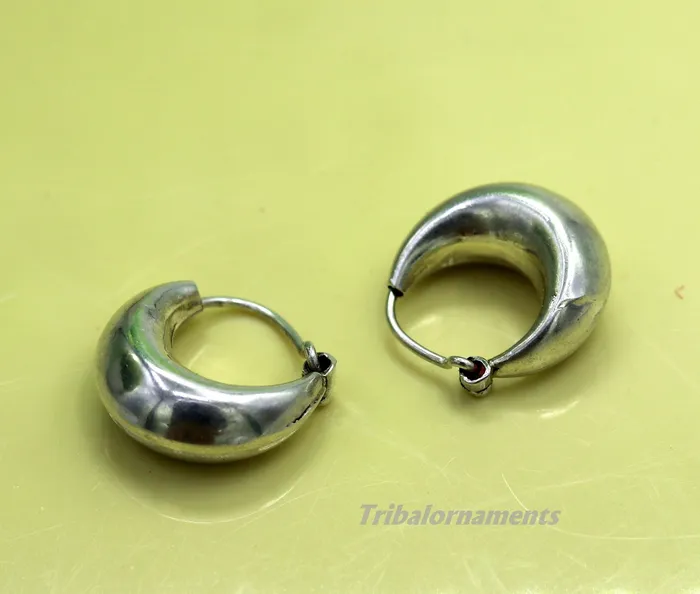 TRIBAL ORNAMENTS Traditional jewelry 925 sterling silver handmade vintage ethnic style hoops earrings kundalethnic pretty tribal belly dance jewelry s850 Earrings