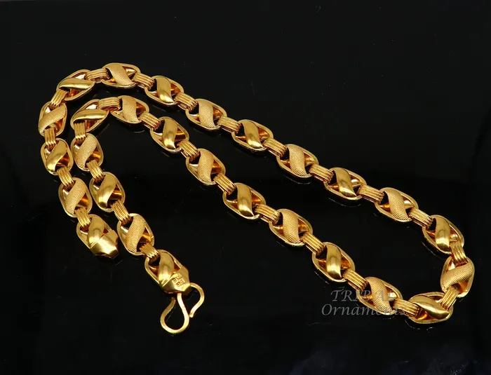 TribalOrnaments Necklaces 22k yellow gold handmade fabulous Lotus chain necklace excellent gold mens boys chain certified unique handmade gifting jewelry ch566 TribalOrnaments Necklaces 22k yellow gold handmade fabulous Lotus chain necklace excellent gold mens boys chain certified unique handmade gifting jewelry ch566
