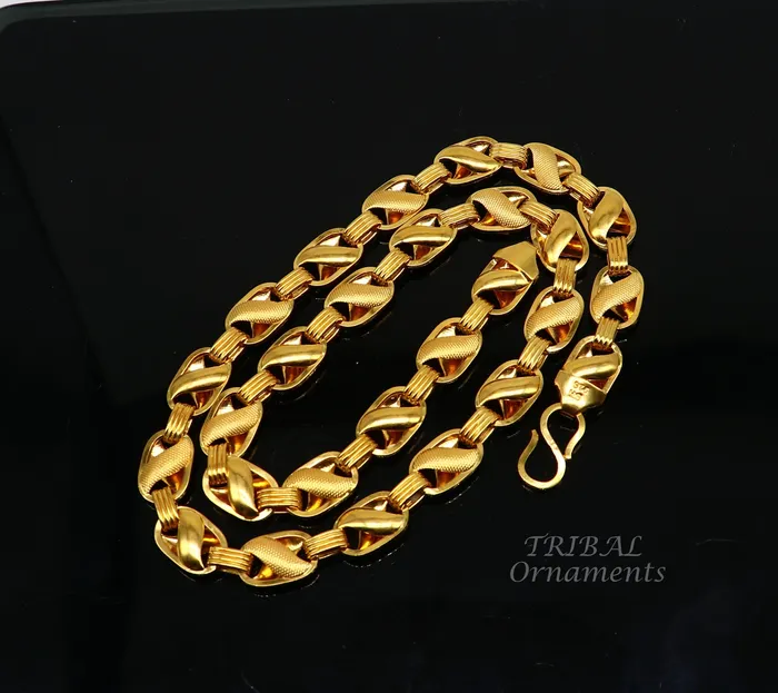 TribalOrnaments Necklaces 22k yellow gold handmade fabulous Lotus chain necklace excellent gold mens boys chain certified unique handmade gifting jewelry ch566 TribalOrnaments Necklaces 22k yellow gold handmade fabulous Lotus chain necklace excellent gold mens boys chain certified unique handmade gifting jewelry ch566