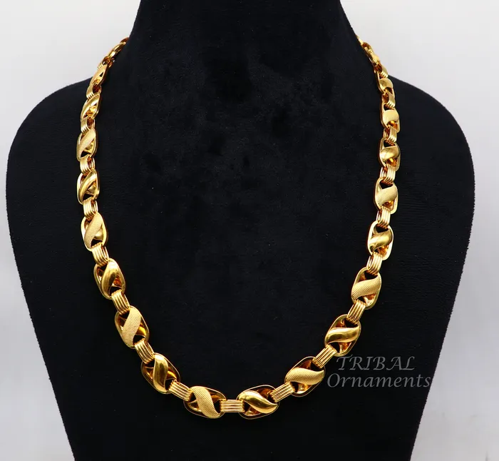 TribalOrnaments Necklaces 22k yellow gold handmade fabulous Lotus chain necklace excellent gold mens boys chain certified unique handmade gifting jewelry ch566 TribalOrnaments Necklaces 22k yellow gold handmade fabulous Lotus chain necklace excellent gold mens boys chain certified unique handmade gifting jewelry ch566