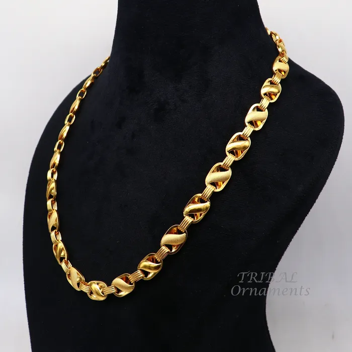 TribalOrnaments Necklaces 22k yellow gold handmade fabulous Lotus chain necklace excellent gold mens boys chain certified unique handmade gifting jewelry ch566 TribalOrnaments Necklaces 22k yellow gold handmade fabulous Lotus chain necklace excellent gold mens boys chain certified unique handmade gifting jewelry ch566