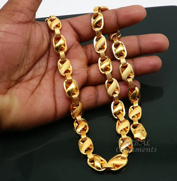 TribalOrnaments Necklaces 22k yellow gold handmade fabulous Lotus chain necklace excellent gold mens boys chain certified unique handmade gifting jewelry ch566 TribalOrnaments Necklaces 22k yellow gold handmade fabulous Lotus chain necklace excellent gold mens boys chain certified unique handmade gifting jewelry ch566