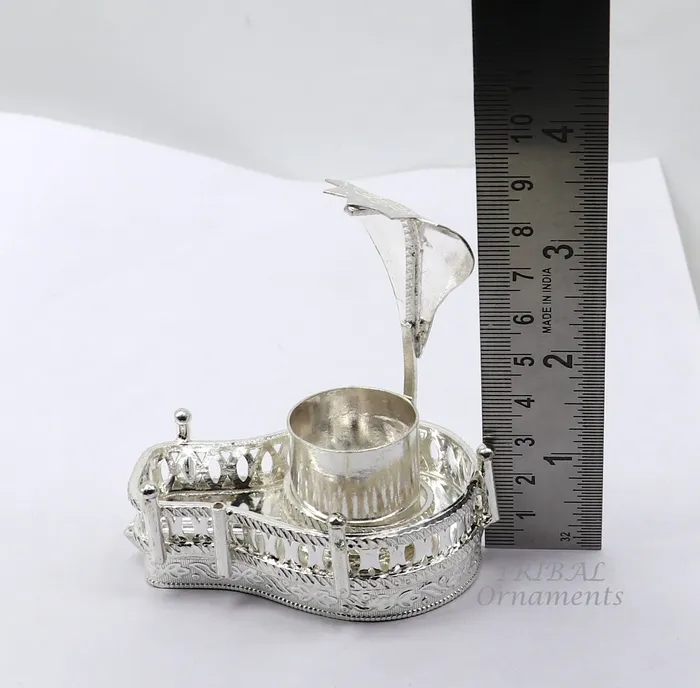 TribalOrnaments Necklaces 925 sterling silver handmade lord Shiva lingam standJAlheri with Panchmukhi snake sheshnag and trident Mahakal lingam stand su940