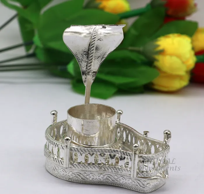 TribalOrnaments Necklaces 925 sterling silver handmade lord Shiva lingam standJAlheri with Panchmukhi snake sheshnag and trident Mahakal lingam stand su940