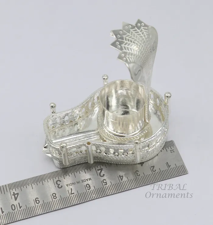 TribalOrnaments Necklaces 925 sterling silver handmade lord Shiva lingam standJAlheri with Panchmukhi snake sheshnag and trident Mahakal lingam stand su940