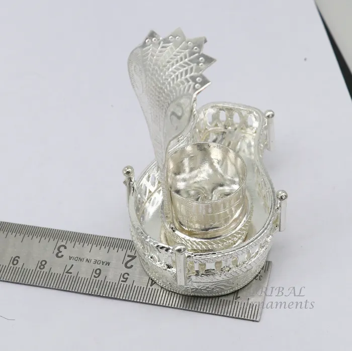 TribalOrnaments Necklaces 925 sterling silver handmade lord Shiva lingam standJAlheri with Panchmukhi snake sheshnag and trident Mahakal lingam stand su940
