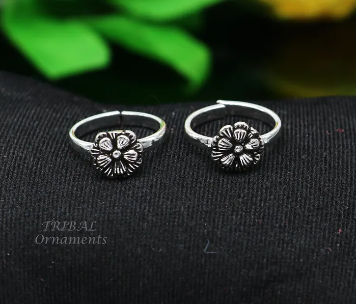 TribalOrnaments Rings 925 sterling silver excellent vintage floral design handmade toe ring toe band stylish modern womens brides jewelry from india ytr41 TribalOrnaments Rings 925 sterling silver excellent vintage floral design handmade toe ring toe band stylish modern womens brides jewelry from india ytr41