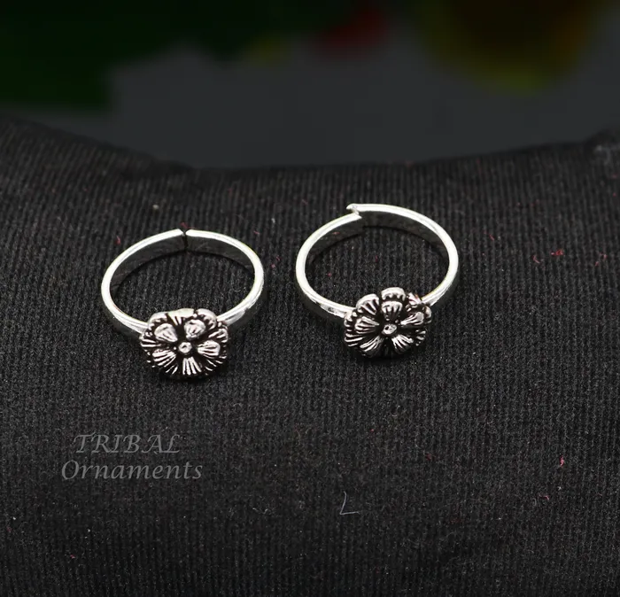 TribalOrnaments Rings 925 sterling silver excellent vintage floral design handmade toe ring toe band stylish modern womens brides jewelry from india ytr41