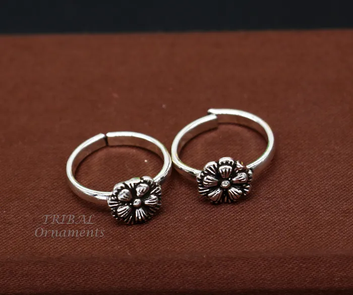 TribalOrnaments Rings 925 sterling silver excellent vintage floral design handmade toe ring toe band stylish modern womens brides jewelry from india ytr41