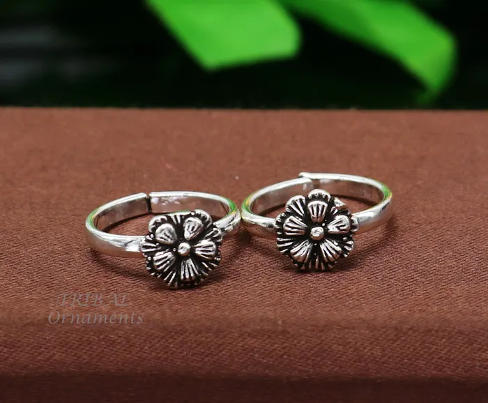 TribalOrnaments Rings 925 sterling silver excellent vintage floral design handmade toe ring toe band stylish modern womens brides jewelry from india ytr41
