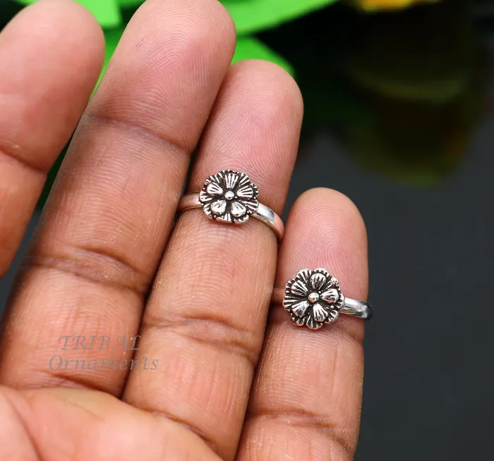 TribalOrnaments Rings 925 sterling silver excellent vintage floral design handmade toe ring toe band stylish modern womens brides jewelry from india ytr41