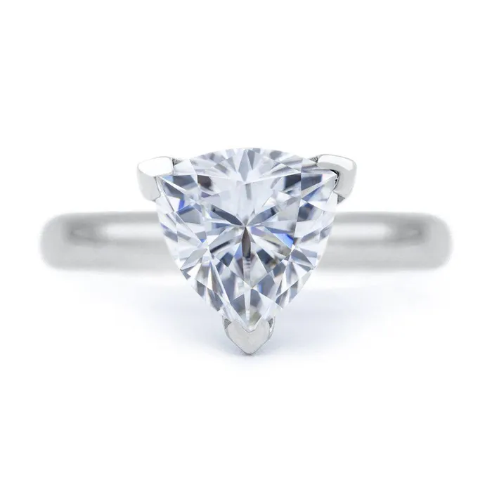 Trillion Moissanite 3 Prongs FANCY Solitaire Ring Fire Brilliance Rings
