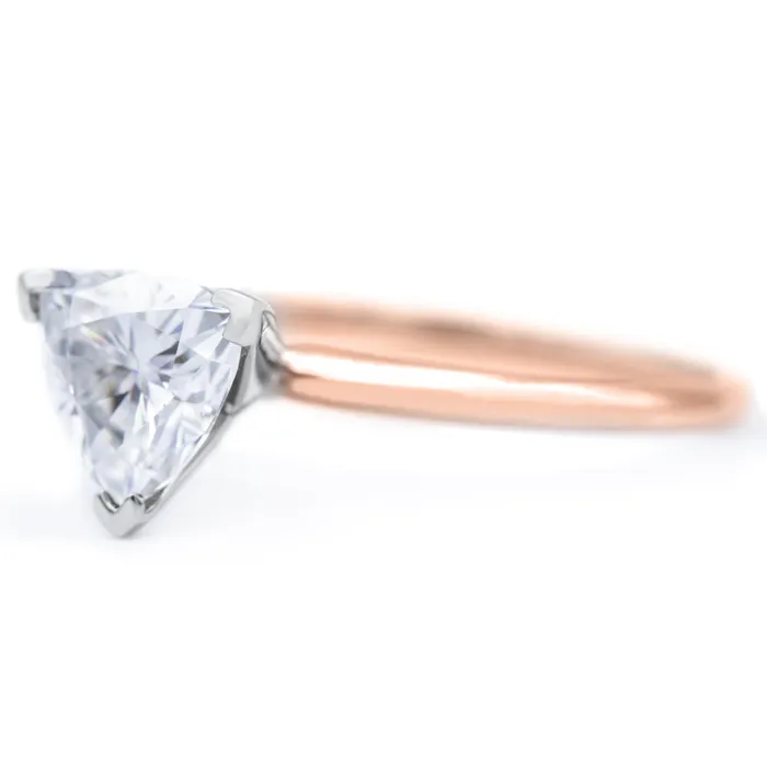 Trillion Moissanite 3 Prongs FANCY Solitaire Ring Fire Brilliance Rings