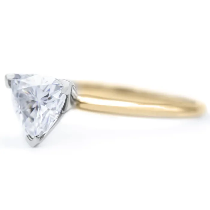 Trillion Moissanite 3 Prongs FANCY Solitaire Ring Fire Brilliance Rings
