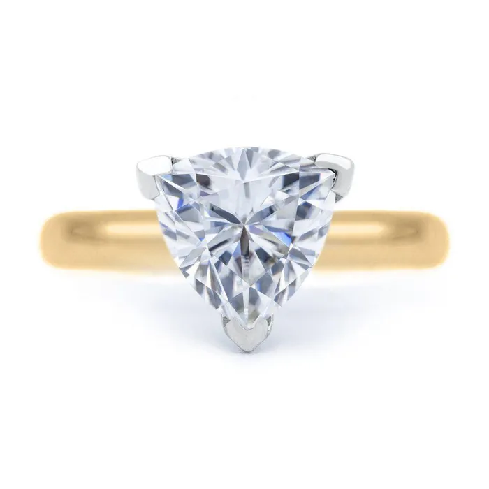 Trillion Moissanite 3 Prongs FANCY Solitaire Ring Fire Brilliance Rings