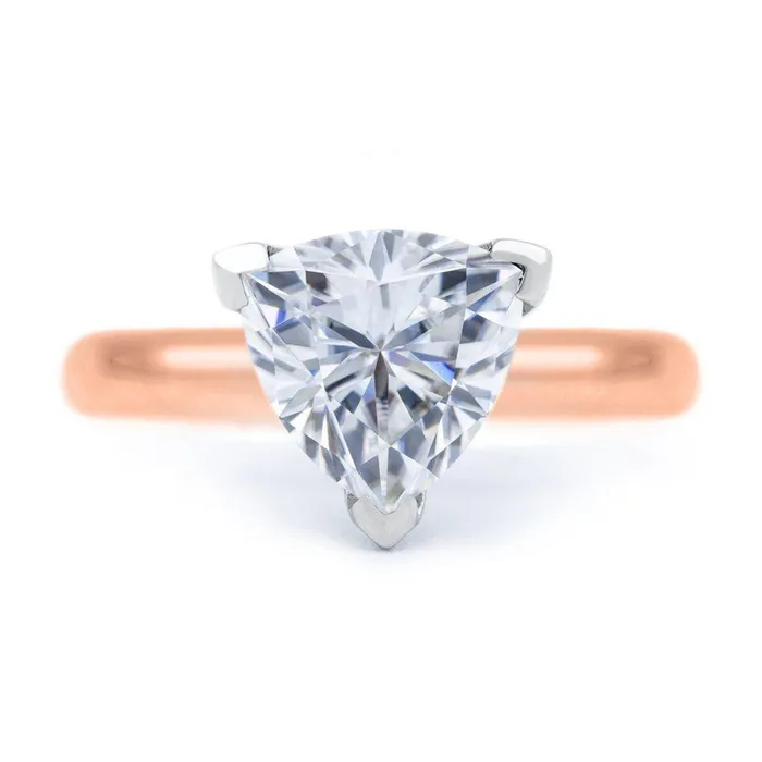 Trillion Moissanite 3 Prongs FANCY Solitaire Ring Fire Brilliance Rings