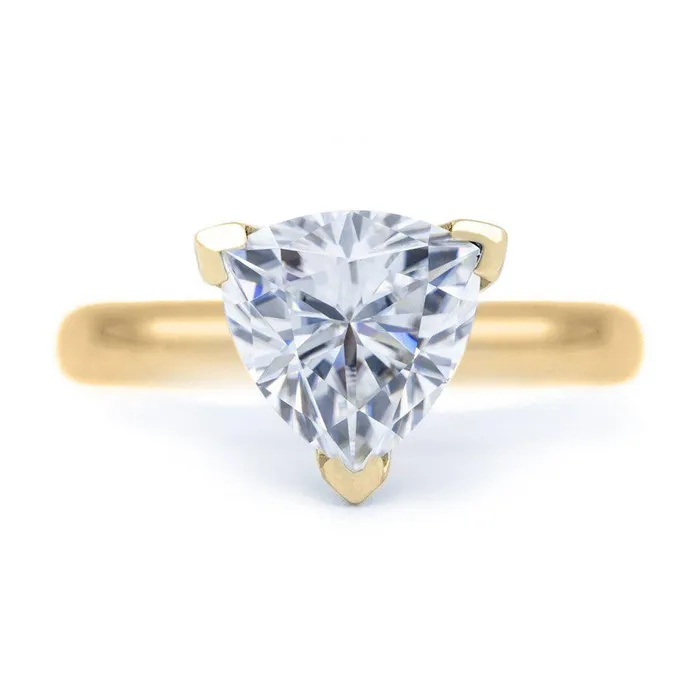Trillion Moissanite 3 Prongs FANCY Solitaire Ring Fire Brilliance Rings