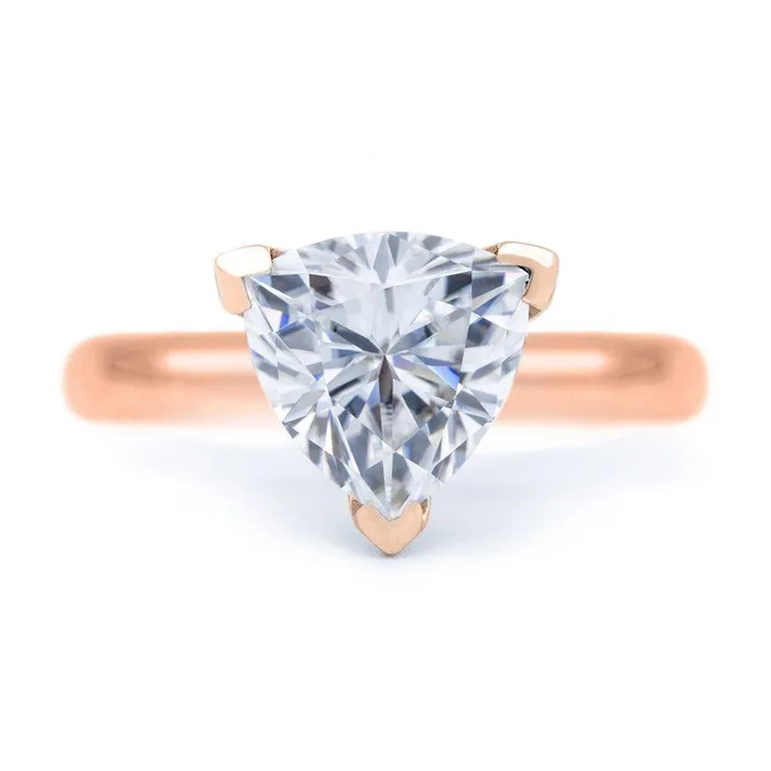 Trillion Moissanite 3 Prongs FANCY Solitaire Ring Fire Brilliance Rings