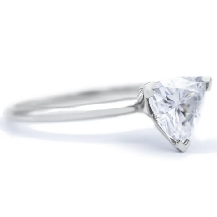 Trillion Moissanite 3 Prongs FANCY Solitaire Ring Fire Brilliance Rings