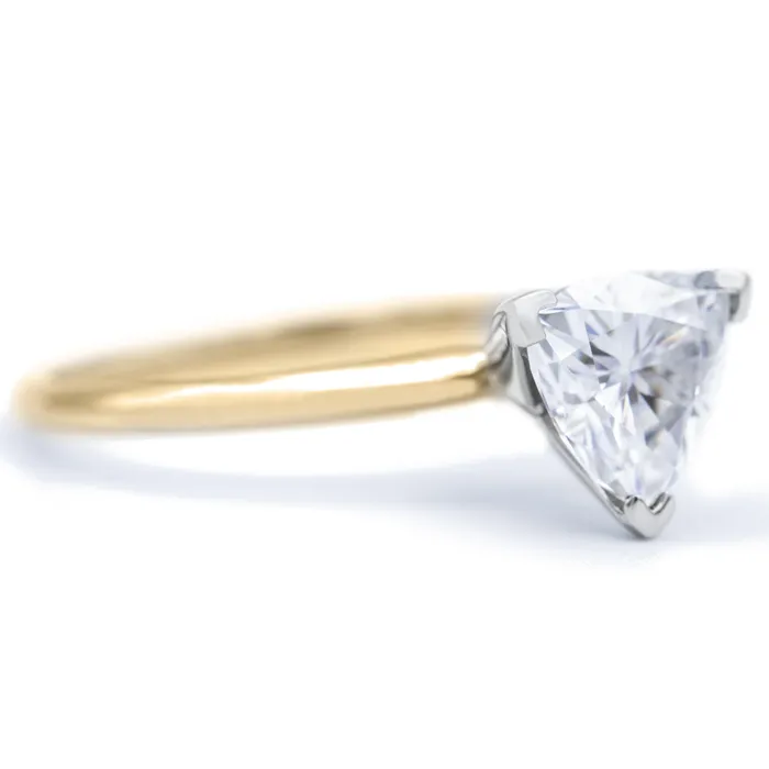 Trillion Moissanite 3 Prongs FANCY Solitaire Ring Fire Brilliance Rings