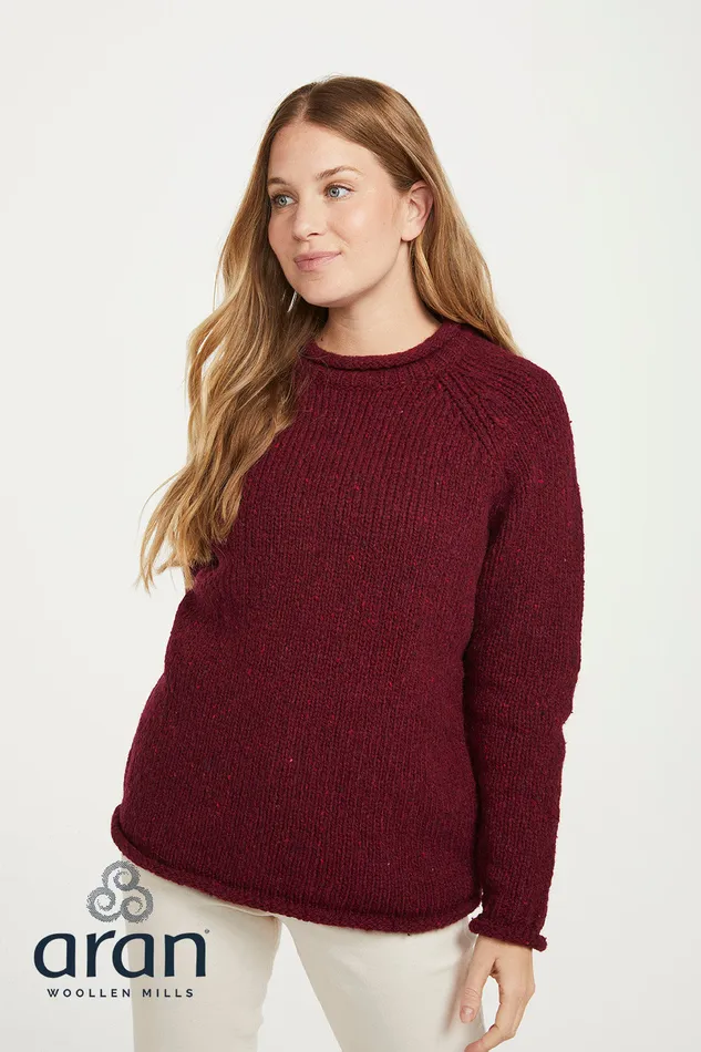 Tweed Roll Neck Donegal Wool Sweater Aran Woollen Mills Earrings