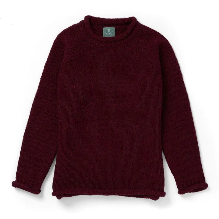 Tweed Roll Neck Donegal Wool Sweater Aran Woollen Mills Earrings