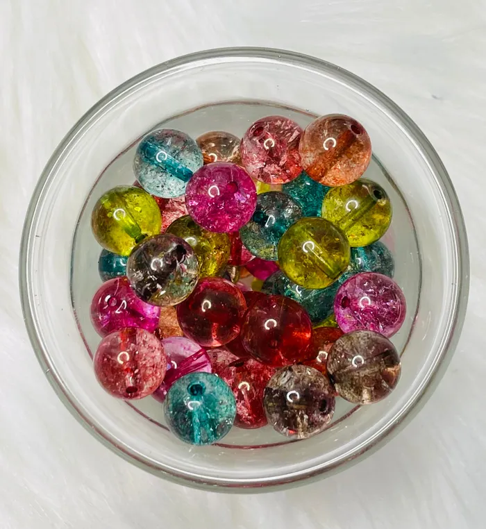 Twisted Moon Jewelry Earrings Acrylic Rainbow Beads 10mm 38 pieces