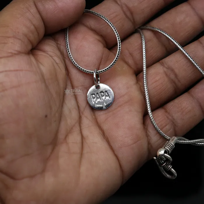 Unique fatherPAPA 925 sterling silver small pendant Wonderful Pendant for father lover unisex gifting round shiny pendants nsp665 TRIBAL ORNAMENTS Necklaces Unique fatherPAPA 925 sterling silver small pendant Wonderful Pendant for father lover unisex gifting round shiny pendants nsp665 TRIBAL ORNAMENTS Necklaces