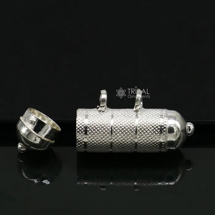 Unique sterling silver handmade gorgeous round shape vintage amulet box pendant mantra box silver tabiz kavacham tribal jewelry nsp591 TRIBAL ORNAMENTS Necklaces
